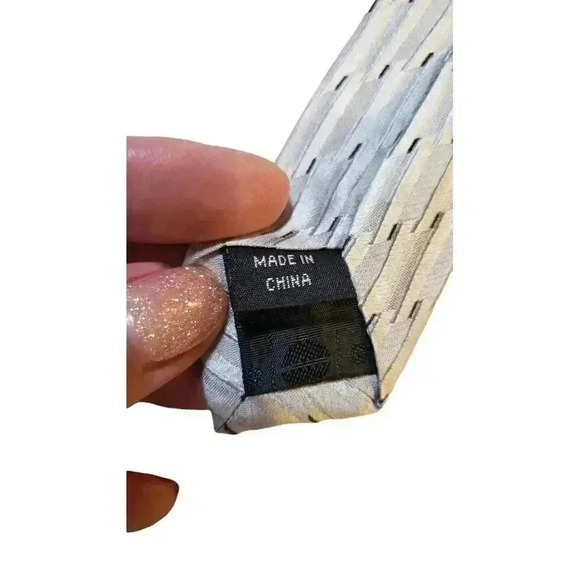 Perry Ellis Portfolio Mens Classic Formal Business Geometric Print Tie Silver - Picture 8 of 12